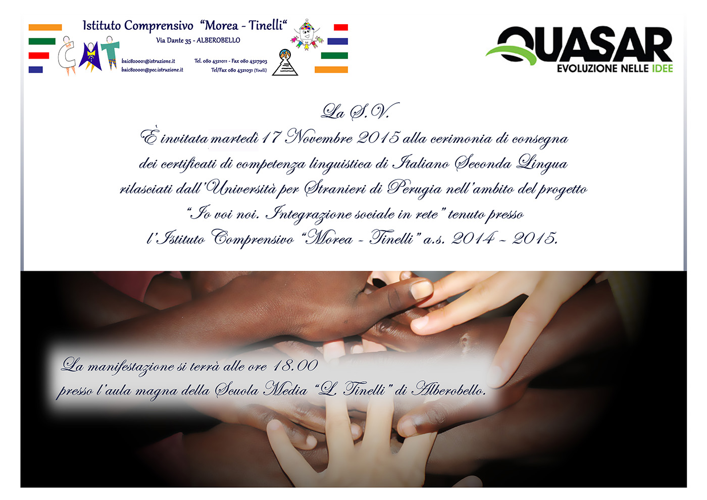 invito io voi noi integrazione 2015 quasar